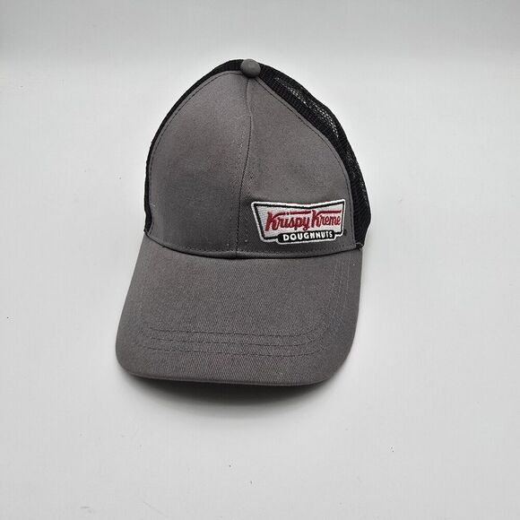Krispy Kreme Hat Trucker Employee Snapback Cap Gray Embroidered Uniform Black - Picture 2 of 7